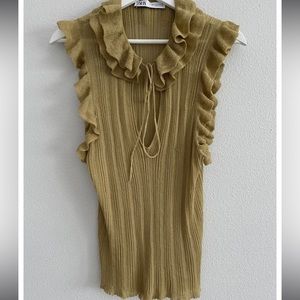 Zara olive ruffles top. Worn once.